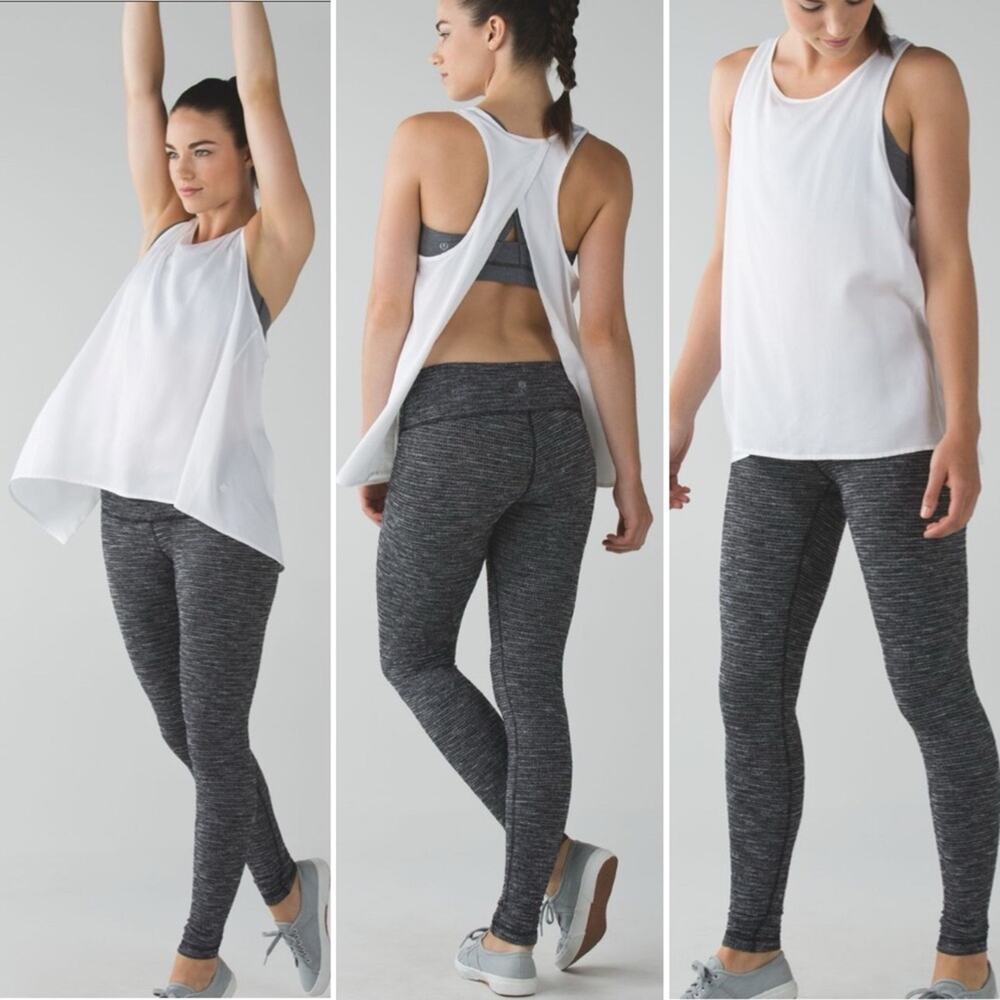 Lululemon Wunder Under Pant III Coco Pique Black White knit leggings